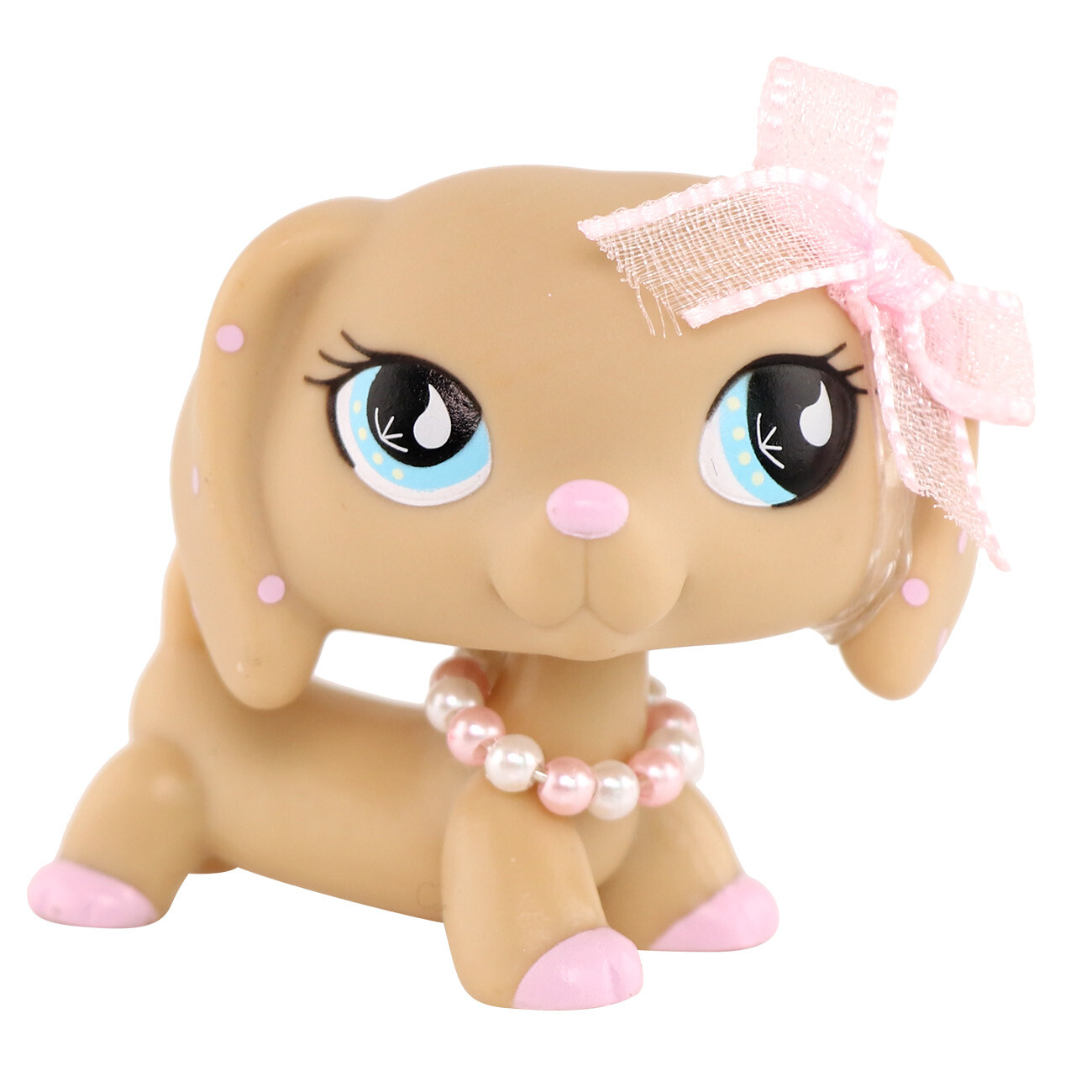 minilpsshop LPS Dachshund 909 Pink Spotted Ears LPS Figure Bobble