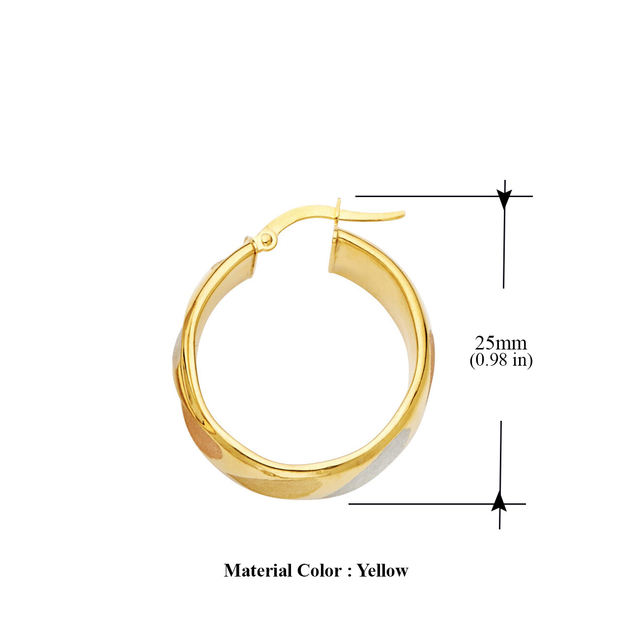 Pre-owned Tgdj 14k Yellow Gold 8mm Hollow Hoop Earrings For Women Diameter - 25 Mm