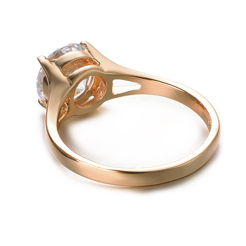VOGEM Engagement Rings for Womens 2CT Classic Round Cut Rhinestone Cubic Gold