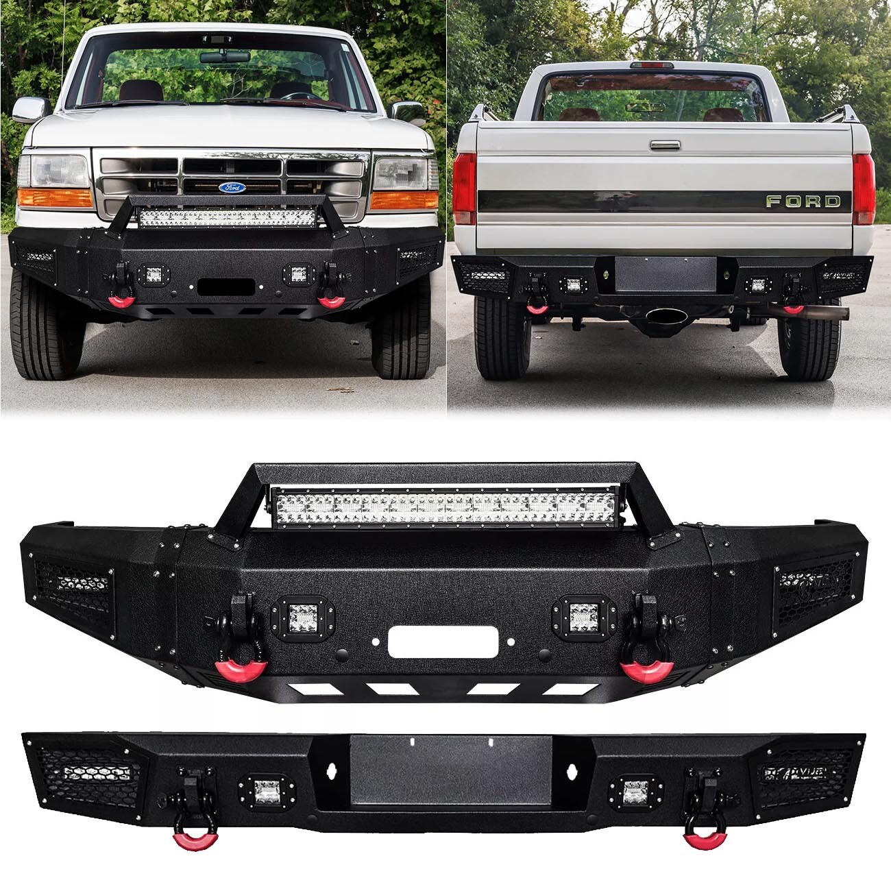 Front/Rear Bumper Fit 1992-1997 Ford F150/F250/F350 Vijay w/Winch