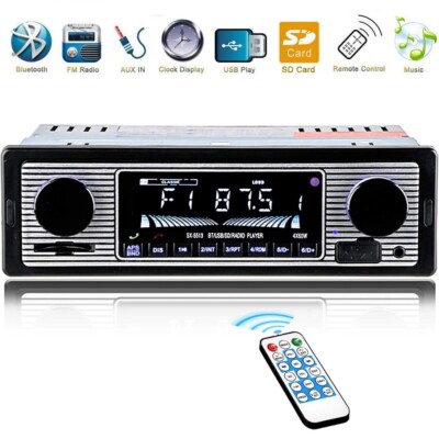 Single DIN Bluetooth In-Dash Car AM/FM Stereo Receiver USB AUX MP3 Player Radio
