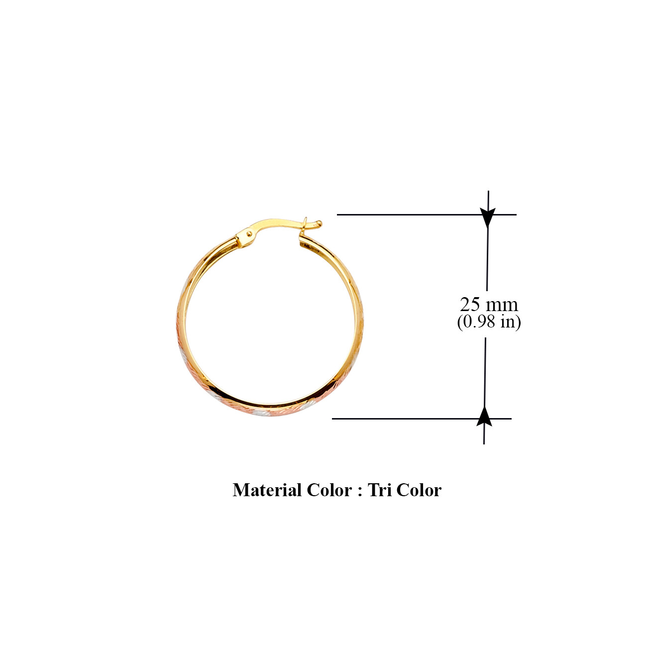 Pre-owned Tgdj 14k Tri Color Gold Hoop Earrings For Women
