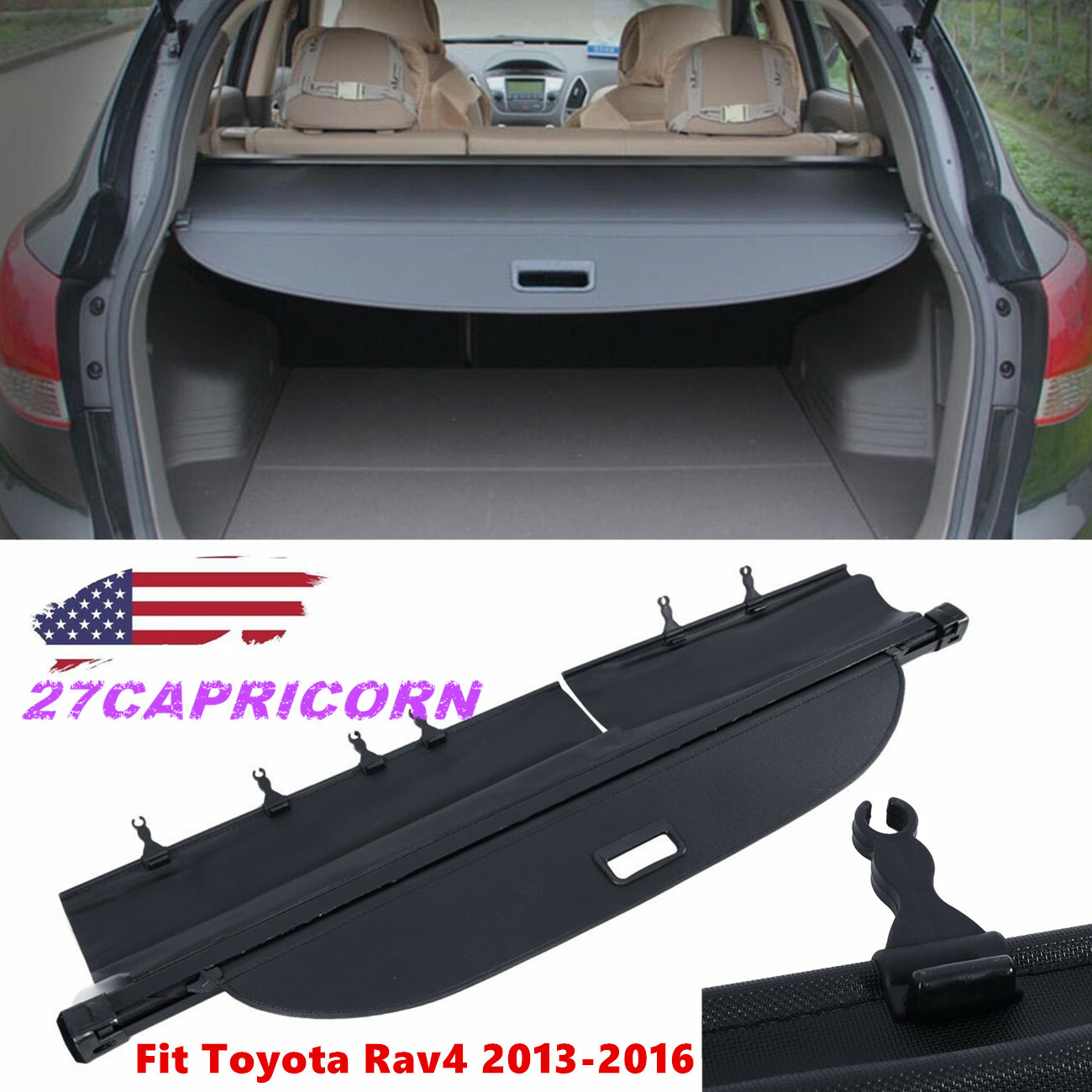 Fit For Toyota Rav4 2013 2017 2018 Cargo Cover Rear Trunk Tonneau Retractable Rainbowlands Lk