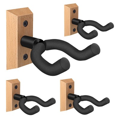 Guitar Wall Mount 4 Pack, Guitar Hanger with Rotatable Soft Hook for All Size...