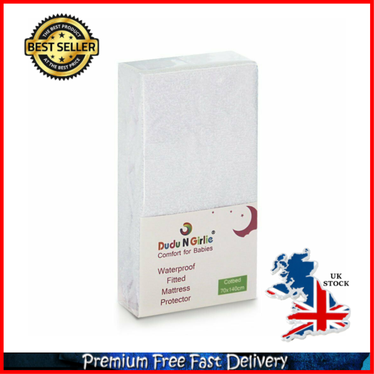 36 cm x 75 cm Dudu N Girlie Terry Cotton 100 Percent Waterproof Moses Basket Mattress Protector
