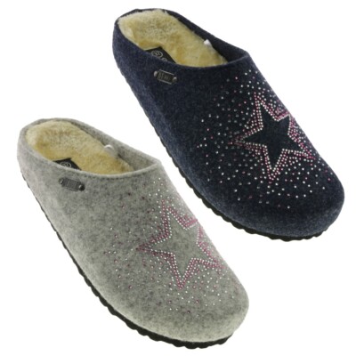 Supersoft 522 507 Bio Home Woman Damenhausschuh Pantoffel Filz Glitzerstern Gr.3