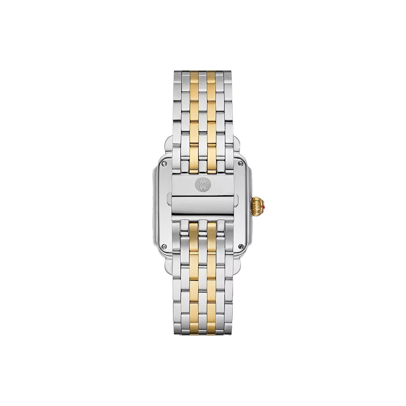 Pre-owned Michele Deco Mid Diamond Gold Two-tone Gray Mop Diamond Dial Watch Mww06v000132