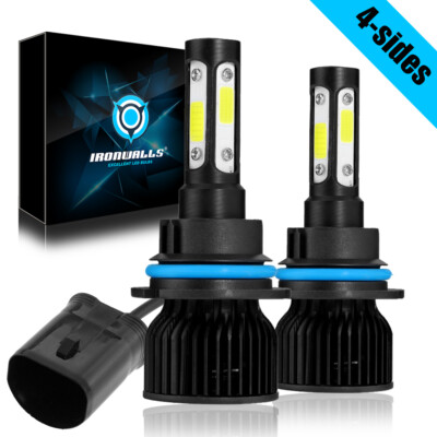 4 Sides HB1 9004 LED Headlight Bulbs Dual Beam 3600000LM 6000K Super Bright Kit