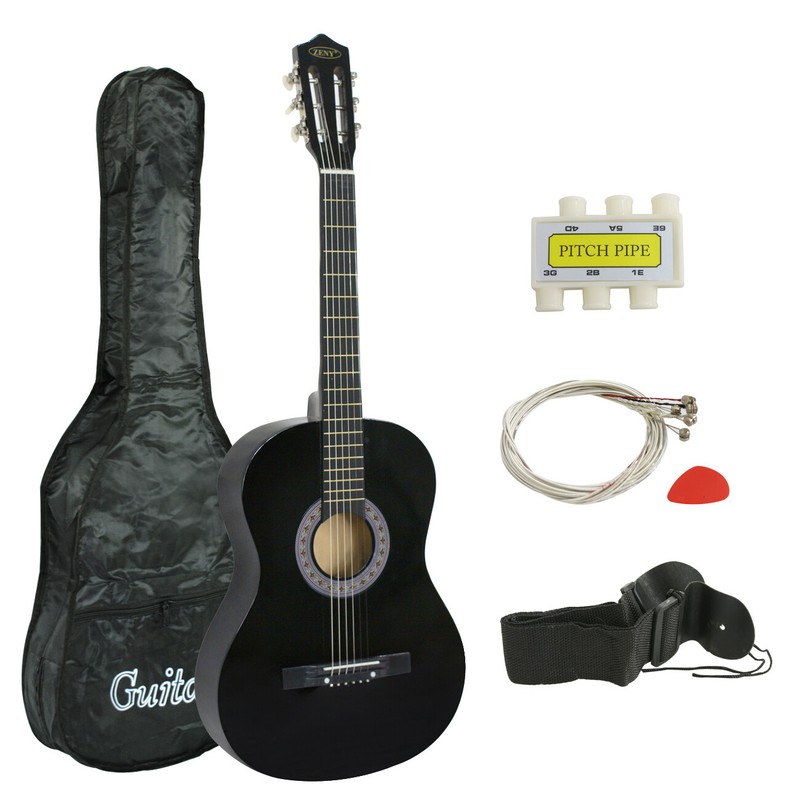 38" Acoustic Guitar Full Size Adult Black Includes Guitar Pick