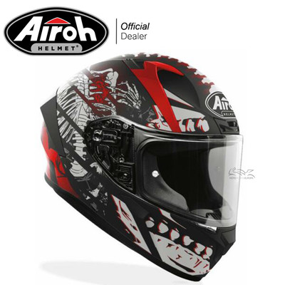 Casco Airoh integrale moto Valor Ribs matt nero opaco rosso