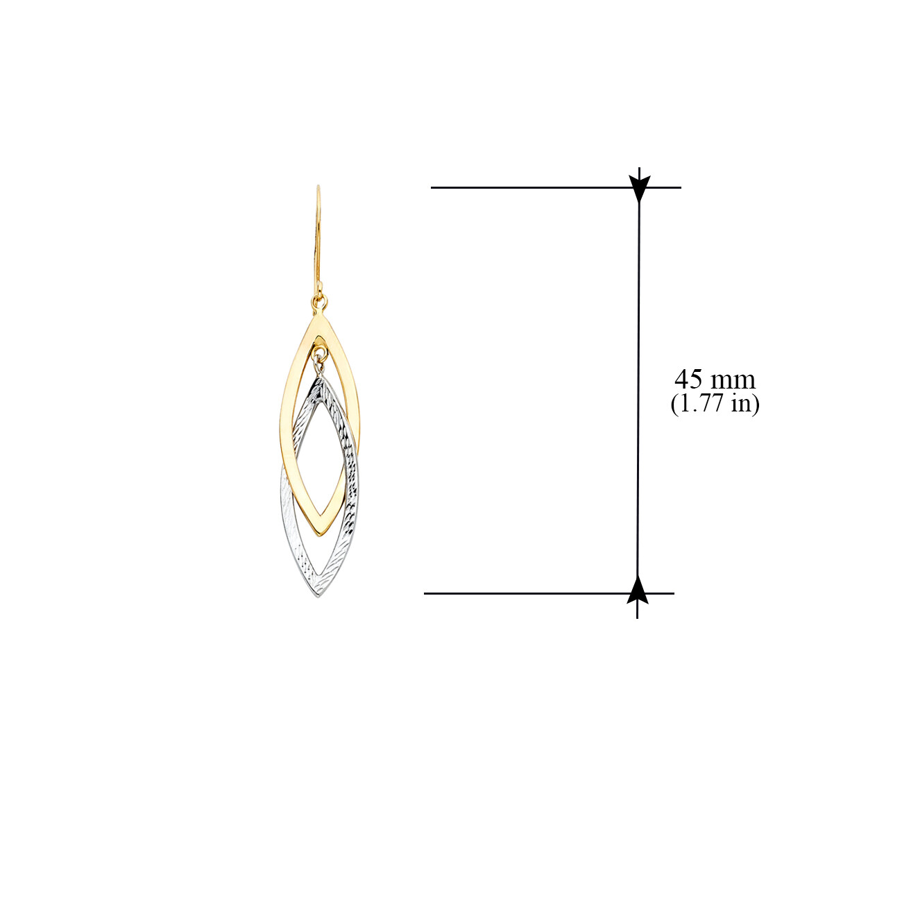 Pre-owned Tgdj 14k Two Tone Hollow Design Tube Earrings Avg. Weight - 3.0 Grams