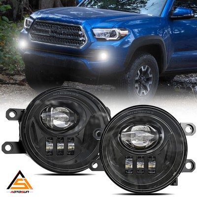 2PC Black LED Fog Lights Bumper Front Driving Lamps for 4Runner/Tundra 2014-2019