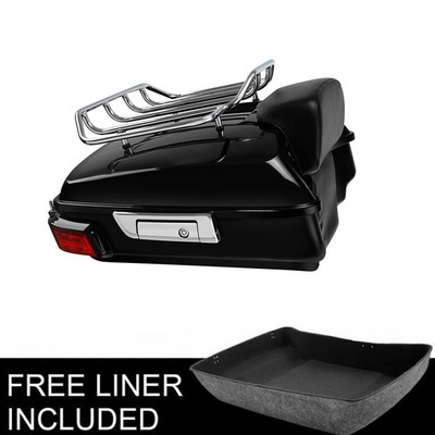 Chopped Trunk Pad w/ Top Rack LED Light Fit For Harley Touring Road Glide 14-23