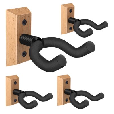 Guitar Wall Mount 4 Pack, Guitar Hanger with Rotatable Soft Hook for All Size...