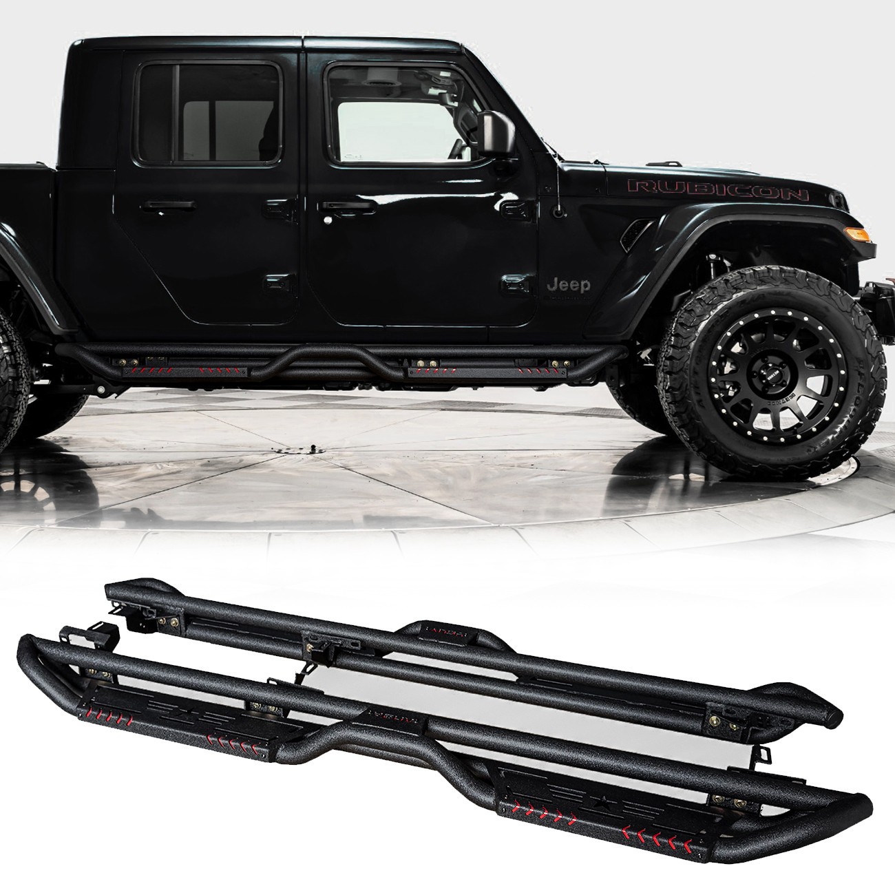 Vijay For 2020-2026 Jeep Gladiator JT 4-Door Running Boards Side