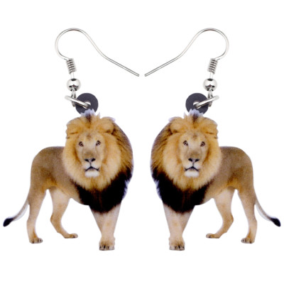 Acrylic Novelty Walking Lion Earrings Drop Wild Jungle Animal Jewelry For Women