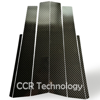 6x Gloss Real Carbon Fiber Window Pillar Panel Cover Fits 06-11 Civic FA Sedan