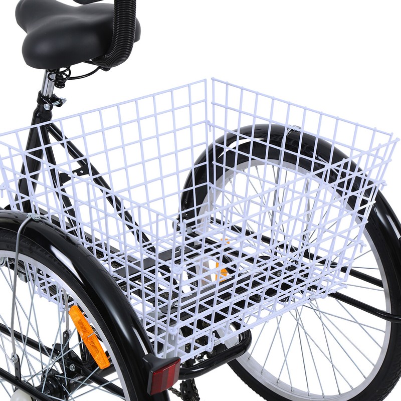 Adult Tricycle 24 inch 7 Speed 3Wheel Bike Cruiser Trike w/Shopping Basket