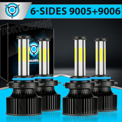 2025 6-sides 9005 9006 Combo LED Headlight High Low Beam Bulbs 6500K 2500000LM