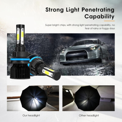 4-sides 9004 HB1 LED Headlights High Low Beam Bulbs 6500K Super Bright 2000000LM