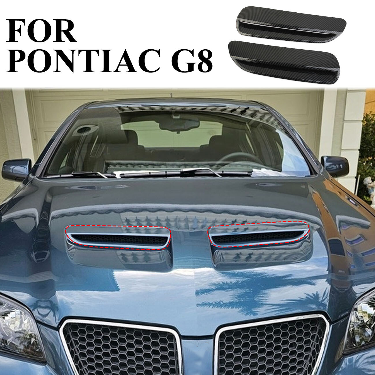 Carbon fiber style engine hood air vent moulding cover trim for Pontiac G8