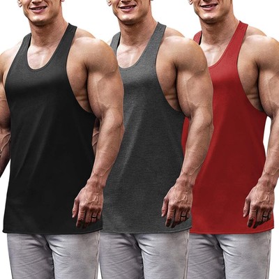 COOFANDY Men's 3 Pack Tank Tops Gym Workout Shirt Y-Back Sleeveless Muscle Fitne