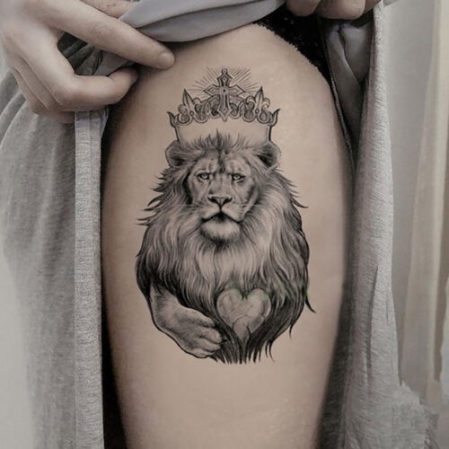 Temporäres Tattoo König Löwe Lion King Loewe Krone Einmal Herz Love