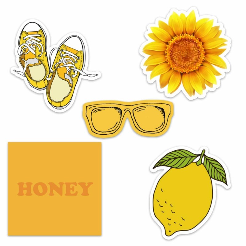 Cute Yellow Vinyl Laptop And Water Bottle Decal Sticker Pack