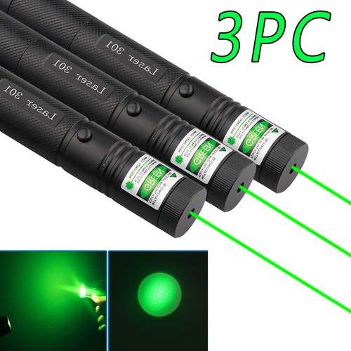 3pcs 532nm 301 Green Laser Pointer Lazer Pen High Power Visible Beam Light+18650