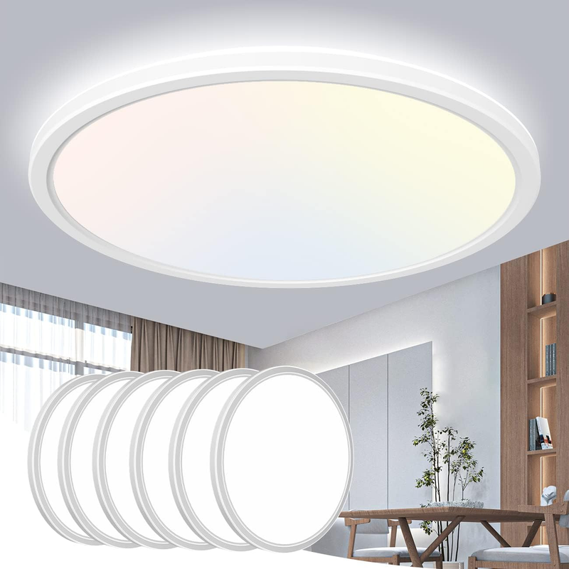 6 Pack 12 Inch LED Flush Mount Ceiling Light Fixtures, 28W 3200lm LED Ceiling L