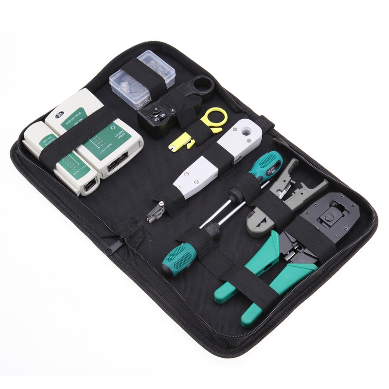 RJ45 RJ11 Ethernet Cable Hand Crimper Network Tester Tool Punch Down Impact Set