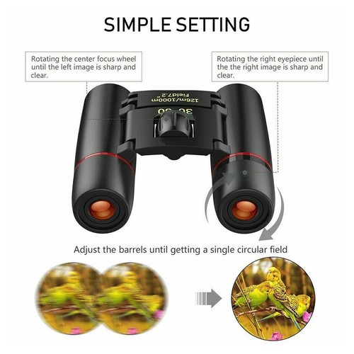 30X60 Zoom Binoculars Day Night Vision Outdoor Hunting HD Mini Small Telescope