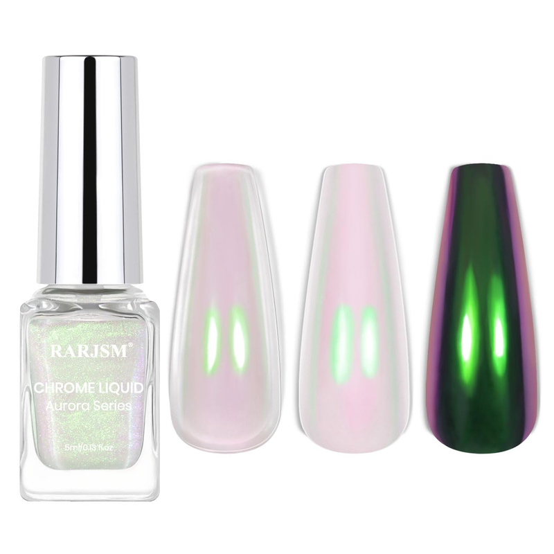 RARJSM Aurora Chrome Nail Polish Chameleon Nail Powder Liquid Metallic Mirror Ef
