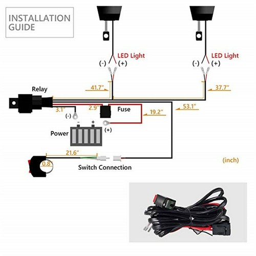 Motorcycle LED Driving Work Light Auxiliary Wiring Kit For Harley Honda