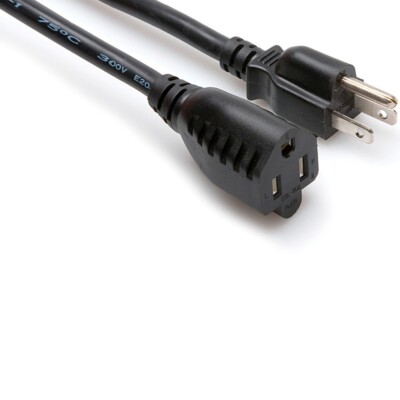 Hosa PWX-4100 14 AWG Edison Power Extension Cord NEMA 5-15R to NEMA 5-15P, 100ft