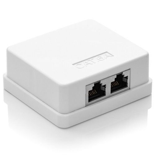 deleyCON CAT 6a Netzwerkdose Aufputz FTP 2x RJ45 Buchse Netzwerk Daten LAN Dose