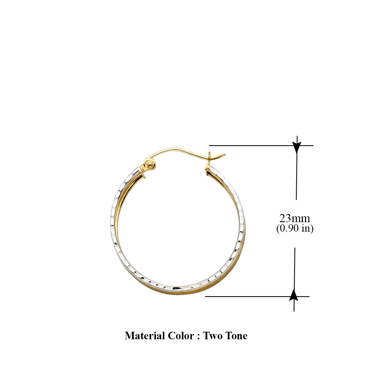 Pre-owned Tgdj 14k Two Tone Fancy Hoop Earrings For Women Diameter - 23 Mm