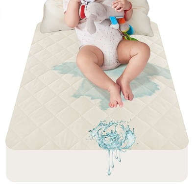 Lofe Organic Cotton Crib Mattress Protector - Top&Side Waterproof 100% Waterp...