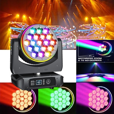 19x40W LED Zoom Moving Head Stage Light RGBW DMX Beam Wash Lighting DJ Disco Bar