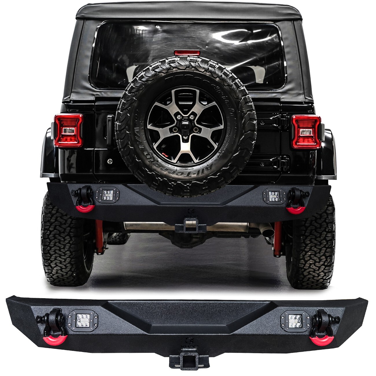 Vijay For 2018-2026 Jeep Wrangler JL Textured Black Rear Bumper