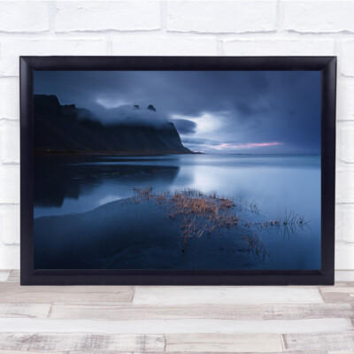 Landscape Seascape Coast Coastal Night Cloudy Beach Water Wall Art Print