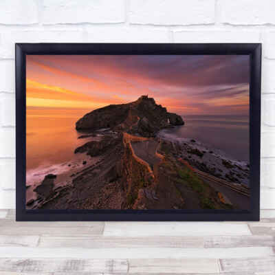 Sunset Twilight Path Islet Osland Rock Rocks Coast Coastal Art Print