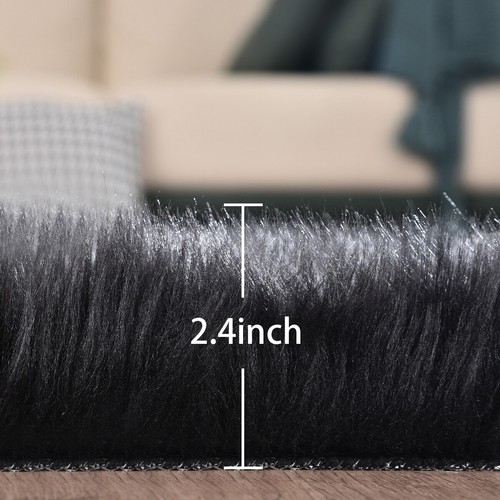 Faux Fur Sheepskin Fluffy Area Rugs Round Shaggy Carpet For Bedroom Living room