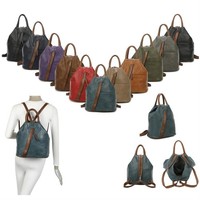 DAMEN RUCKSACK TASCHE Schultertasche Leder Optik FREIZEIT OUTDOOR REISE SCHULE