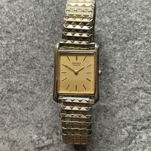 Vintage Seiko Womens Tank Style Watch 7320-5000 19mm Gold