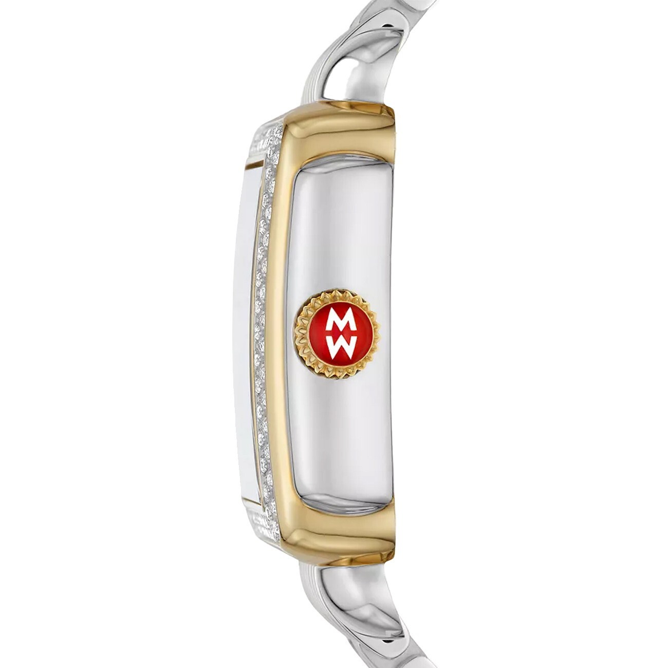 Pre-owned Michele Deco Mid Diamond Gold Two-tone Gray Mop Diamond Dial Watch Mww06v000132