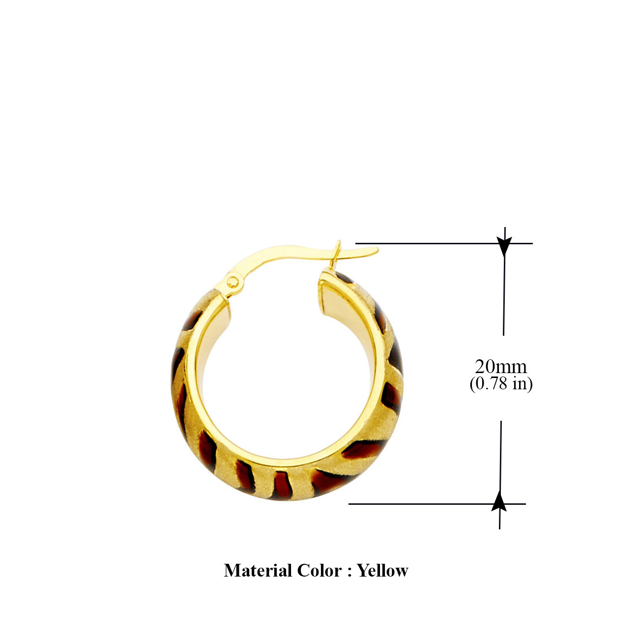 Pre-owned Tgdj 14k Yellow Gold 8mm Hollow Hoop Earrings For Women Diameter - 20 Mm