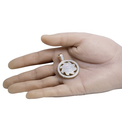 Pre-owned Jewelry Unlimited Men's 10k Yellow Gold Medallion Genuine Diamond Rolling Pendant 2 1/2 Ct 1.0" In G-h