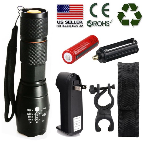 Powerful Military T6 18650 Flashlight Bright Tactical Police LED Torch Light USA