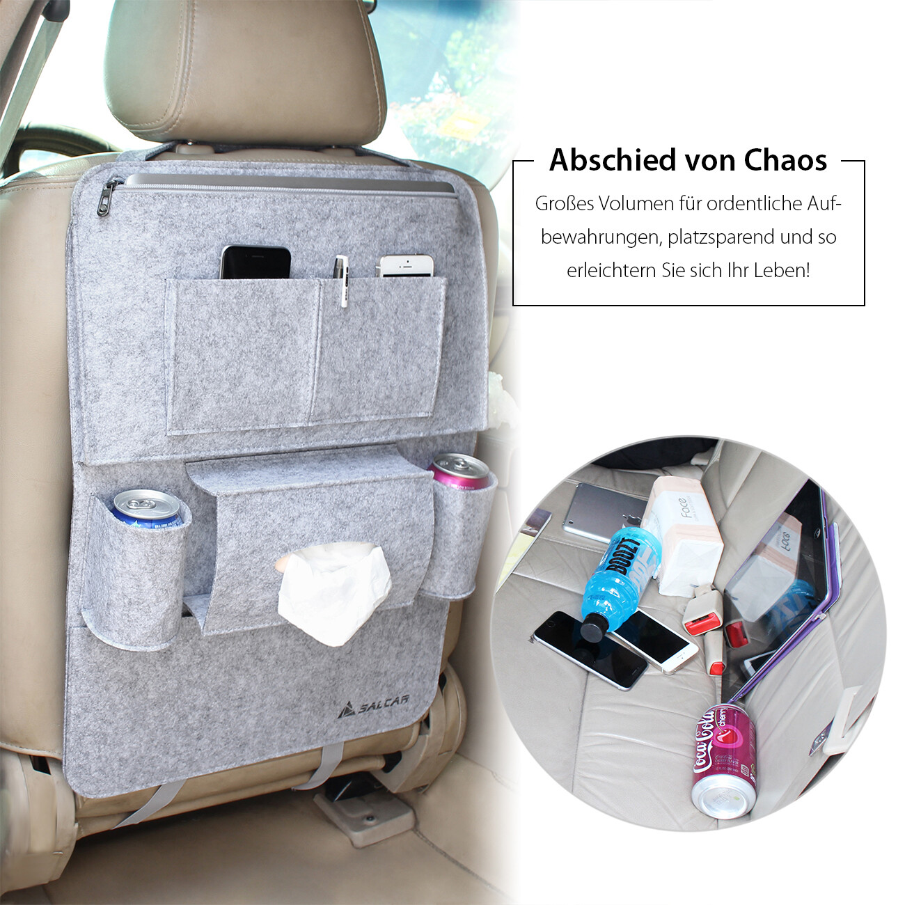 Autositz Schutzfolie Tasche 3mm Filz Auto Organizer Utensilientasche iPad Neu